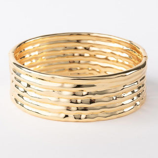 Brittany Bangle gold textured wide cuff bracelet