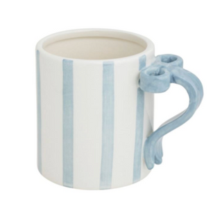 Decorative ceramic mug with 3D bow handle