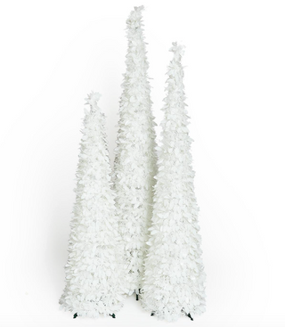 Tinsel and Holly Collapsible Tree Unit White in small, medium, and large sizes