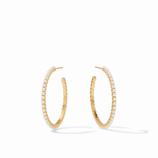 Juliet Hoop Pearl Earrings by Julie Vos

18K gold plated hoop earrings with pearls

Julie Vos gold and pearl hoop earrings

Medium and large pearl hoops by Julie Vos

Elegant gold hoop earrings with pearls
