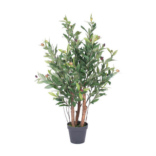 30 inch artificial olive tree in black pot with realistic green foliage