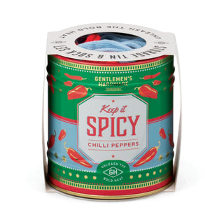 Gentlemen’s Hardware Socks in a Can Chillies design

Keep It Spicy chilli pepper socks in collectible tin

Gentlemen’s Hardware chili pepper novelty socks

Red and blue socks in reusable tin gift can

Fun men’s socks gift tin with chili pepper print