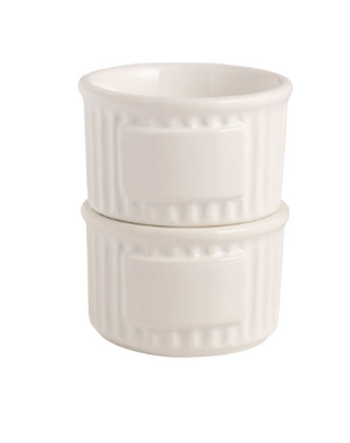 Personalize ramekin set with ceramic tags and marker