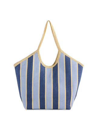 Shiraleah Capri navy striped woven tote bag