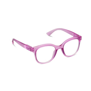 Peepers Grandview pink blue light glasses with bold round silhouette