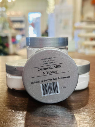 Simplified Oatmeal Milk and Honey 5-piece body care gift set

Simplified Oatmeal Milk and Honey hand soap and lotion

Simplified Oatmeal Milk and Honey body polish and body wash

Simplified Oatmeal Milk and Honey bath and body collection

Simplified Oatmeal Milk and Honey scented gift set with Dead Sea salt