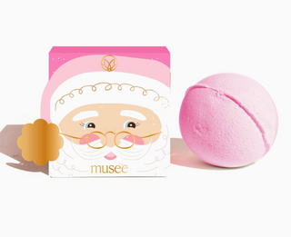 Musee Pink Santa Bath Balm with pink Santa-themed holiday box

Pink Musee bath balm next to festive Santa packaging

Musee Pink Santa peppermint bath balm displayed with holiday gift box

Pink Christmas bath bomb with whimsical Santa illustration on packaging