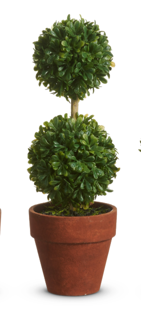 9 inch potted mini boxwood topiary with realistic green foliage