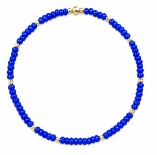 Game Day Blue Gold Bracelet with gold filled beads and blue Czech glass