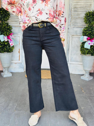 Hadley high rise black crop wide leg jeans