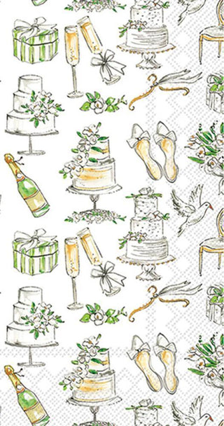 Wedding cakes guest towel with bridal illustrations