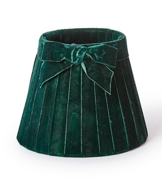 Pleated Velvet Bow Lampshade Cover in red and green for Christmas décor