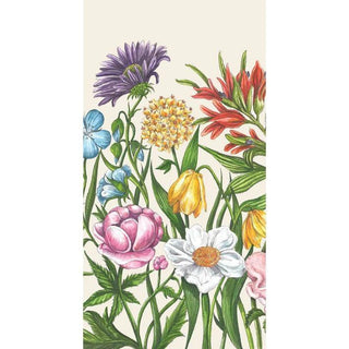 Wildflower guest napkins with colorful botanical floral illustration on neutral background