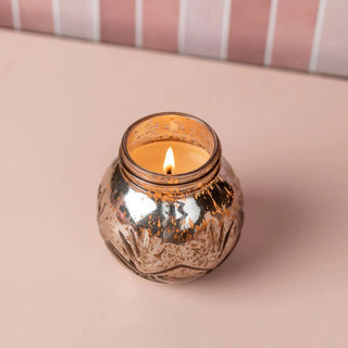 Sweet Grace Candle #008 in blush mercury glass with silver lid

Bridgewater Sweet Grace candle in blush-toned metallic vessel

Pink mercury glass candle with screw-top lid

Sweet Grace soy candle with 70-hour burn time