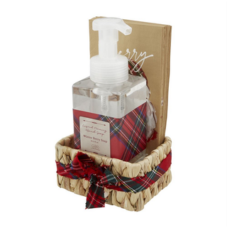 Santa Tartan Soap & Guest Towel Basket Set