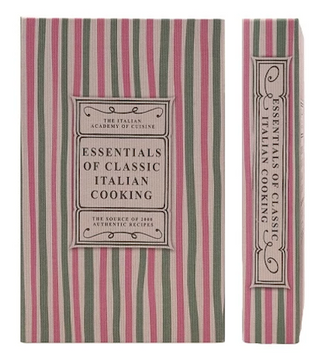 Linen decorative book storage boxes with vintage cookbook and cocktail book designs