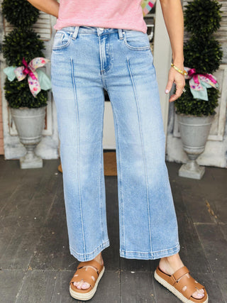 Marcey Mid Rise Crop Wide Jeans