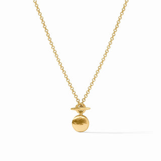 Julie Vos Solara gold necklace with toggle and round pendant

24K gold plated Solara necklace with hammered pendant

Gold delicate chain necklace with front toggle closure