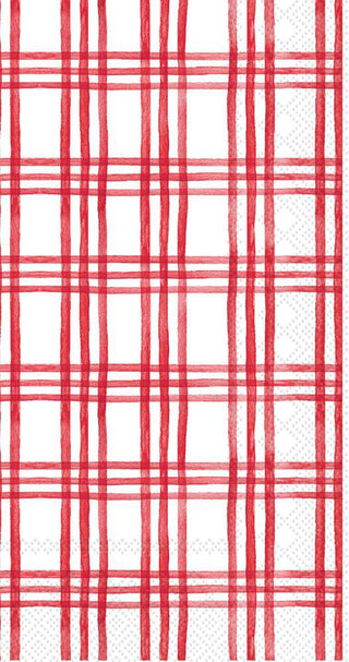 Holly Jolly guest towel with red plaid design

Festive red plaid holiday guest towel

Christmas plaid disposable guest towel in red and white