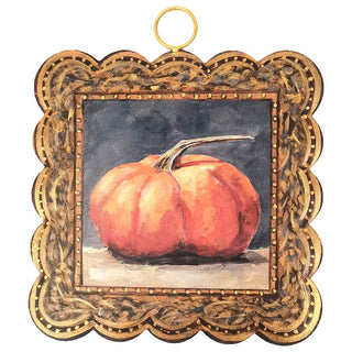 Mini Scallop Art Gilded Orange Pumpkin Round Top