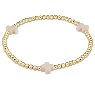 enewton Signature Cross Gold Pattern 3mm Bead Bracelet