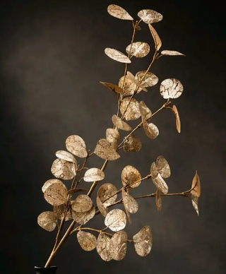 Platinum Eucalyptus Pick featuring metallic platinum leaves on delicate branches for elegant holiday decorating.