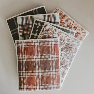 Fall Pattern Swedish Dishcloths in plaid and floral designs