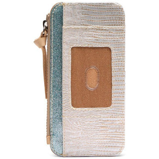Consuela Celeste Card Organizer with textured finish and teal card slots

Slim Consuela Celeste card wallet featuring snap closure and zippered compartment

Consuela Celeste Card Organizer front and back view with compact design

Consuela card organizer with secure snap strap, zipper pocket, and wristlet pull
