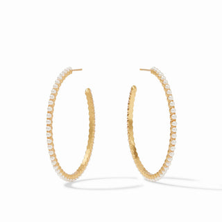 Juliet Hoop Pearl Earrings by Julie Vos

18K gold plated hoop earrings with pearls

Julie Vos gold and pearl hoop earrings

Medium and large pearl hoops by Julie Vos

Elegant gold hoop earrings with pearls