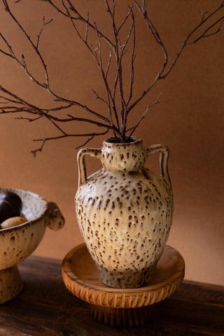 “Rustic ceramic vase with two handles for home or office décor”