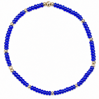 Game Day Blue & 3 Gold Bracelet with cobalt Czech glass and gold filled beads