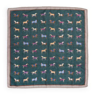 Horse Play Soft Square Scarf with colorful horse print