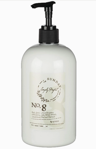 Simply Perfect No. 8 fragrance with bergamot, florals, sandalwood, and oud

Simply Perfect Sunday No. 8 warm scent bottle on white background

No. 8 fragrance featuring bergamot, mandarin, and white florals

Simply Perfect No. 8 warm, woody, floral perfume blend