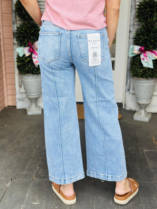 Marcey Mid Rise Crop Wide Jeans