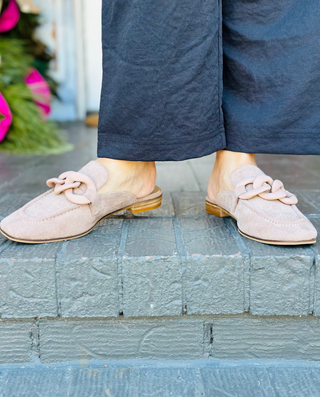 Taupe Slip On Mules