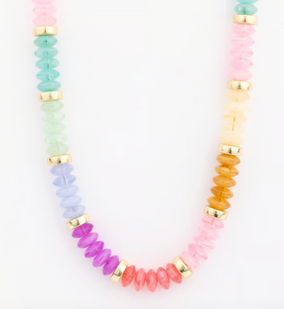 Jules Necklace with colorful disc beads and gold accents