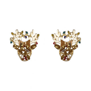 Jeweled Reindeer Stud Earrings