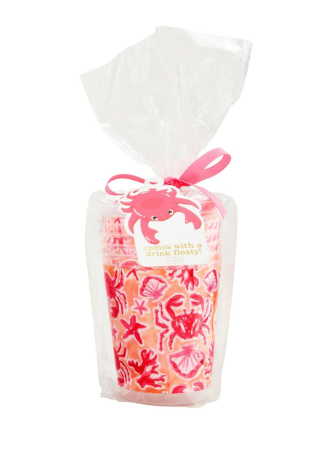 Party cups wrapped with mini drink floaty accessory