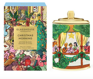 Glasshouse Fragrances Christmas Morning Candle with spiced blood orange and pine scent
