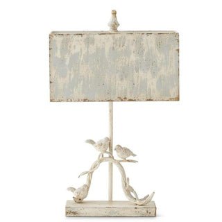 Whitewashed Metal Birds Lamp