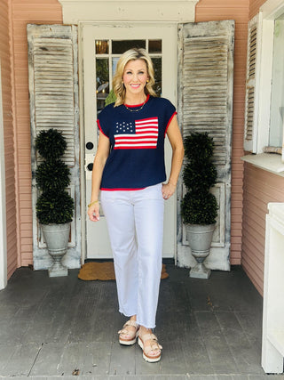 American Flag Knit Top