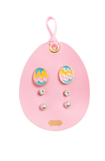 Easter icon stud earring set with bunny, rhinestone and pearl studs