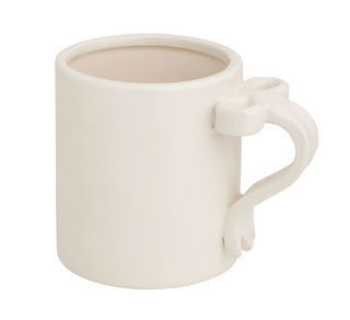 Decorative ceramic mug with 3D bow handle