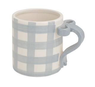 Decorative ceramic mug with 3D bow handle