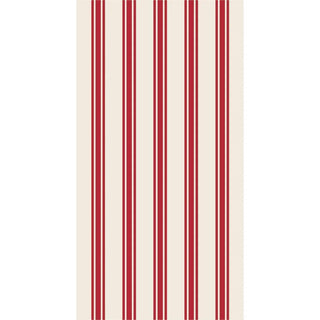 Red linen stripe guest napkins with cream background and classic vertical stripe design