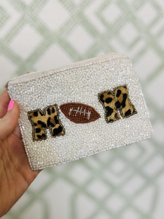 Football Mom Beaded Coin Purse