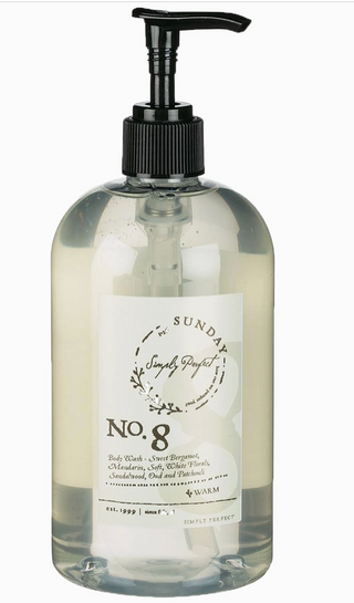 Simply Perfect No. 8 fragrance with bergamot, florals, sandalwood, and oud

Simply Perfect Sunday No. 8 warm scent bottle on white background

No. 8 fragrance featuring bergamot, mandarin, and white florals

Simply Perfect No. 8 warm, woody, floral perfume blend