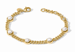 Julie Vos Dolce Delicate Bracelet in 24K gold plate with pearl glass accents
