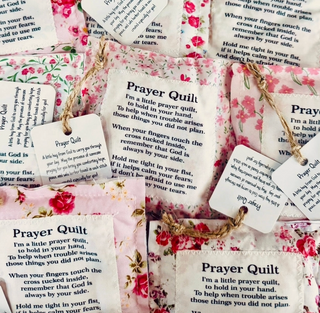 Floral pink pocket prayer quilt with poem and cross inside

Handmade pink prayer quilt with cross tucked inside

Floral fabric pocket prayer quilt for comfort and encouragement

Faith-based pink prayer quilt with stitched poem panel

Inspirational pocket prayer quilt made from floral fabric