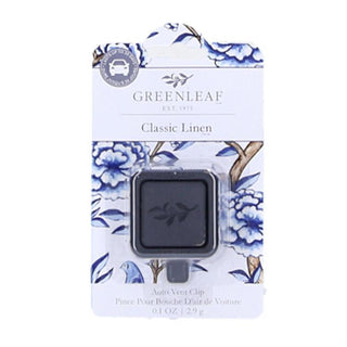 Green Leaf Classic Linen home fragrance collection with room spray, candle, auto vent clip, and hand soap

Green Leaf Classic Linen scented products featuring clean, fresh-linen fragrance in blue floral packaging

Classic Linen fragrance by Green Leaf with candle and home scent accessories on wood surface